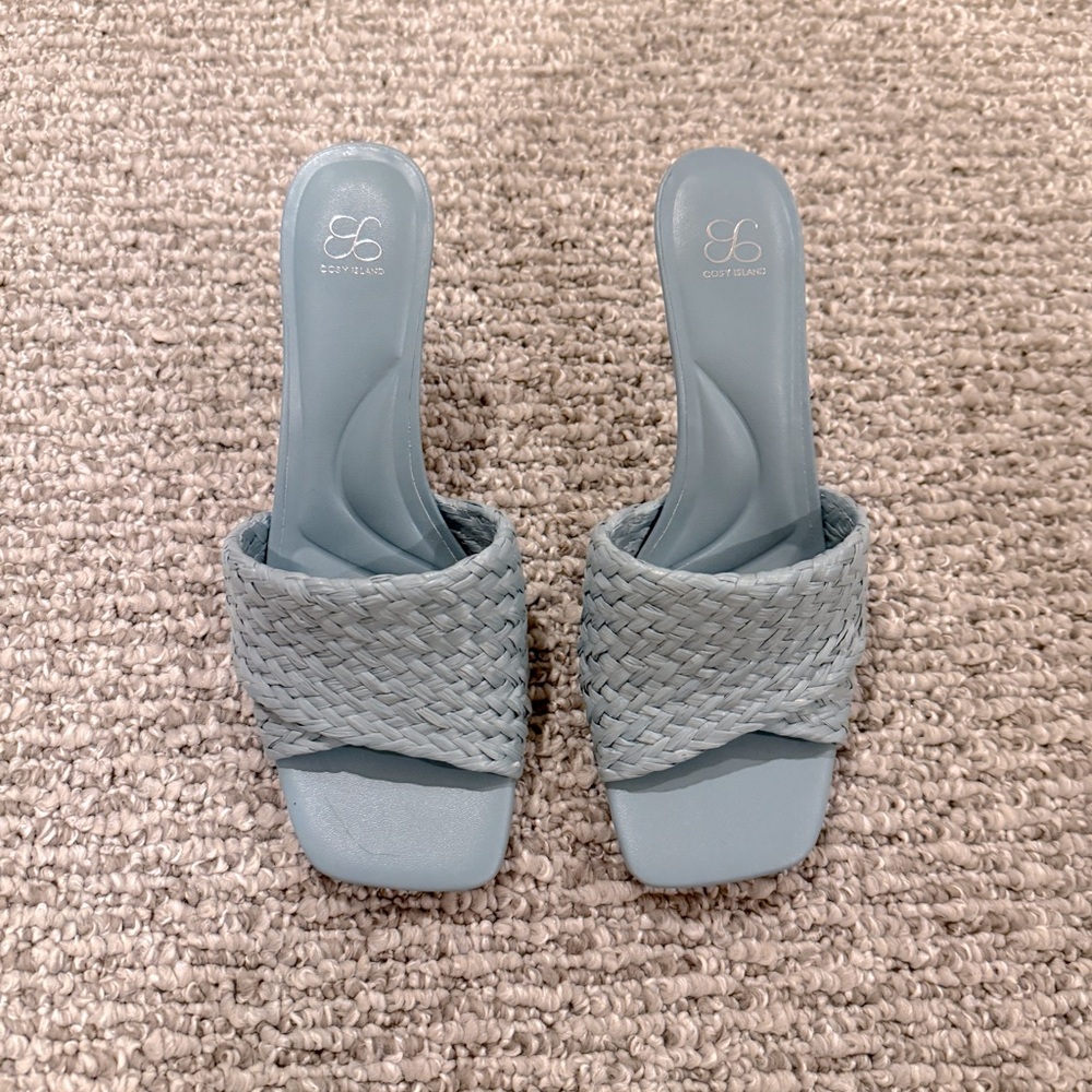 Cosy island Women's Blue Woven padded Slide Sandals